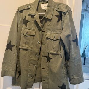 Green Military Jacket with Black Stars